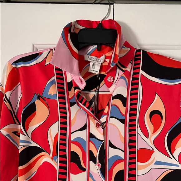 Pucci Inspired Rachel Zoe New With Tags Long Sleeve Button Front Blouse - Picture 9 of 9